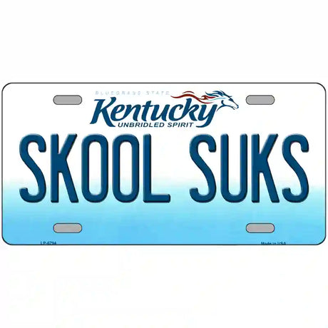 Skool Suks Kentucky Novelty Metal License Plate 24" x 12" (LLP)