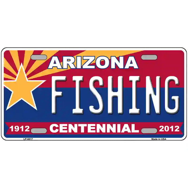 Arizona Centennial Fishing Novelty Metal License Plate 24" x 12" (LLP)