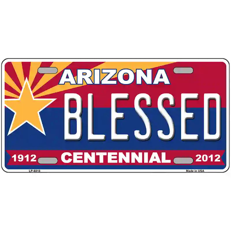 Arizona Centennial Blessed Novelty Metal License Plate 24" x 12" (LLP)