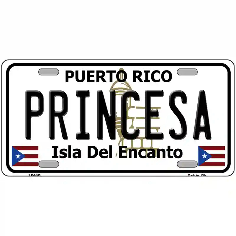 Princesa Puerto Rico Metal Novelty License Plate 24" x 12" (LLP)