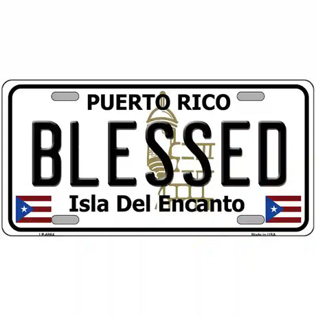 Blessed Puerto Rico Metal Novelty License Plate 24" x 12" (LLP)