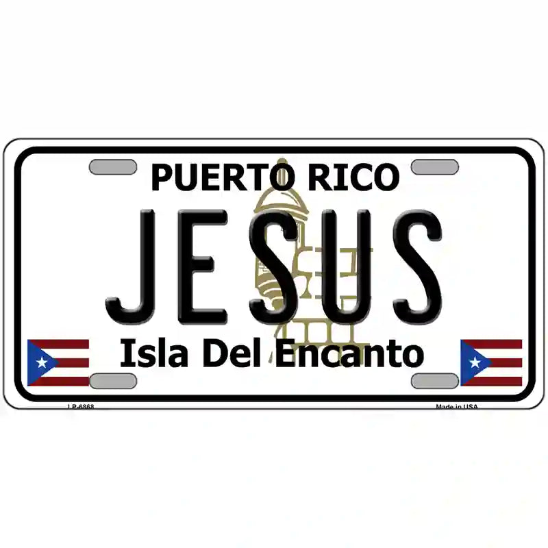 Jesus Puerto Rico Metal Novelty License Plate 24" x 12" (LLP)