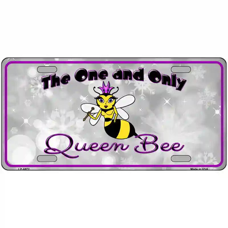 Queen Bee Purple Metal Novelty License Plate 24" x 12" (LLP)