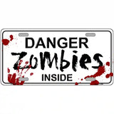 Danger Zombies Inside Novelty Metal License Plate 24" x 12" (LLP)