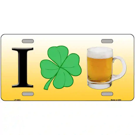 I Shamrock Beer Metal Novelty License Plate 24" x 12" (LLP)