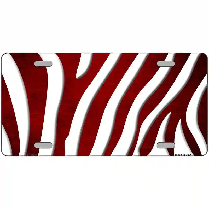 Red White Zebra Oil Rubbed Metal Novelty License Plate 24" x 12" (LLP)