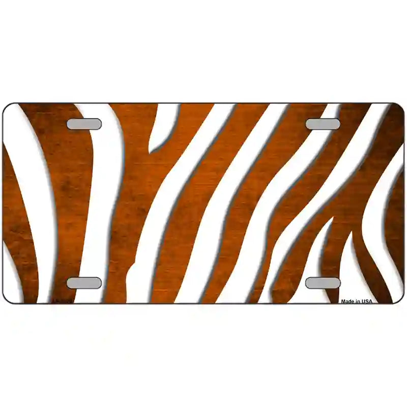 Orange White Zebra Oil Rubbed Metal Novelty License Plate 24" x 12" (LLP)