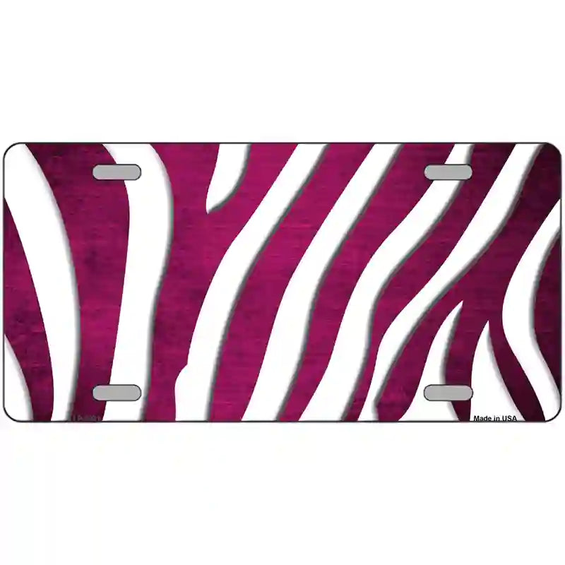 Pink White Zebra Oil Rubbed Metal Novelty License Plate 24" x 12" (LLP)