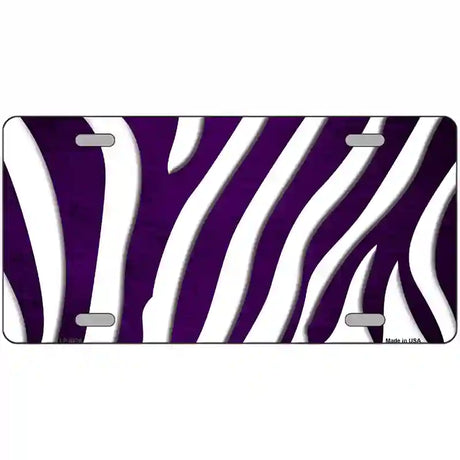 Purple White Zebra Oil Rubbed Metal Novelty License Plate 24" x 12" (LLP)