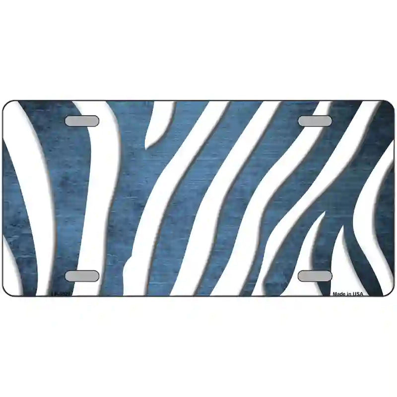 Light Blue White Zebra Oil Rubbed Metal Novelty License Plate 24" x 12" (LLP)