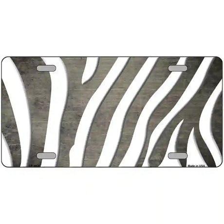 Tan White Zebra Oil Rubbed Metal Novelty License Plate 24" x 12" (LLP)