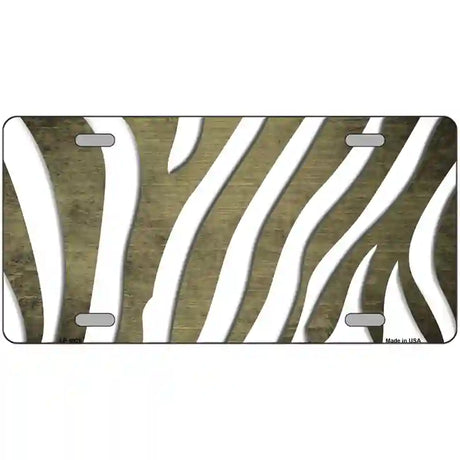 Gold White Zebra Oil Rubbed Metal Novelty License Plate 24" x 12" (LLP)