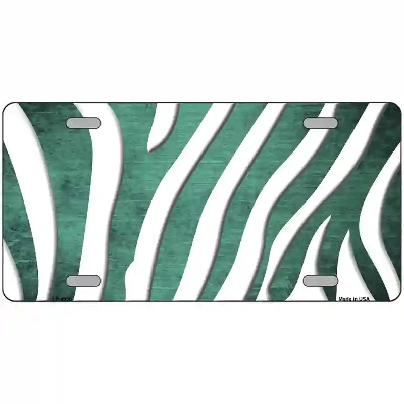 Mint White Zebra Oil Rubbed Metal Novelty License Plate 24" x 12" (LLP)