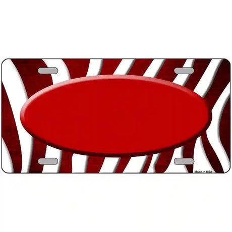 Red White Zebra Oval Oil Rubbed Metal Novelty License Plate 24" x 12" (LLP)