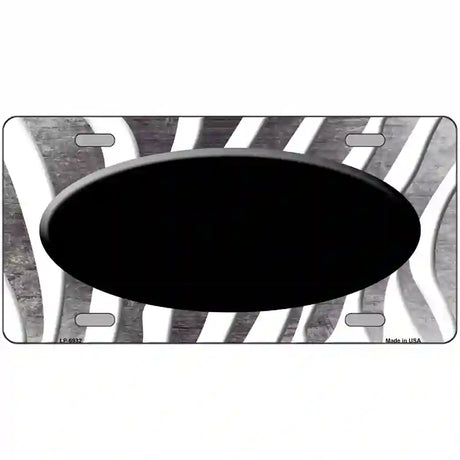 Black White Zebra Oval Oil Rubbed Metal Novelty License Plate 24" x 12" (LLP)