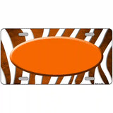 Orange White Zebra Oval Oil Rubbed Metal Novelty License Plate 24" x 12" (LLP)