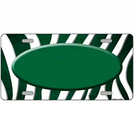 Green White Zebra Oval Oil Rubbed Metal Novelty License Plate 24" x 12" (LLP)