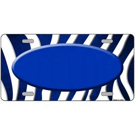 Blue White Zebra Oval Oil Rubbed Metal Novelty License Plate 24" x 12" (LLP)