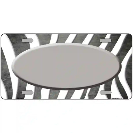 Gray White Zebra Oval Oil Rubbed Metal Novelty License Plate 24" x 12" (LLP)