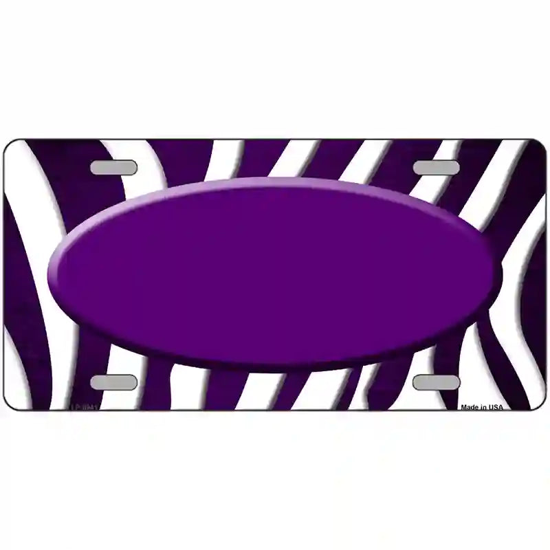 Purple White Zebra Oval Oil Rubbed Metal Novelty License Plate 24" x 12" (LLP)