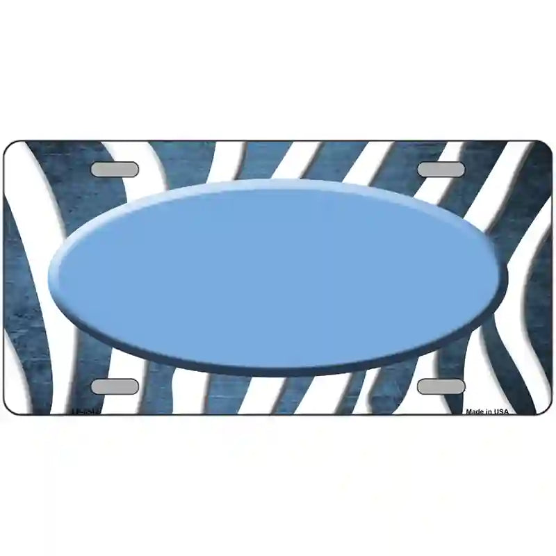 Light Blue White Zebra Oval Oil Rubbed Metal Novelty License Plate 24" x 12" (LLP)