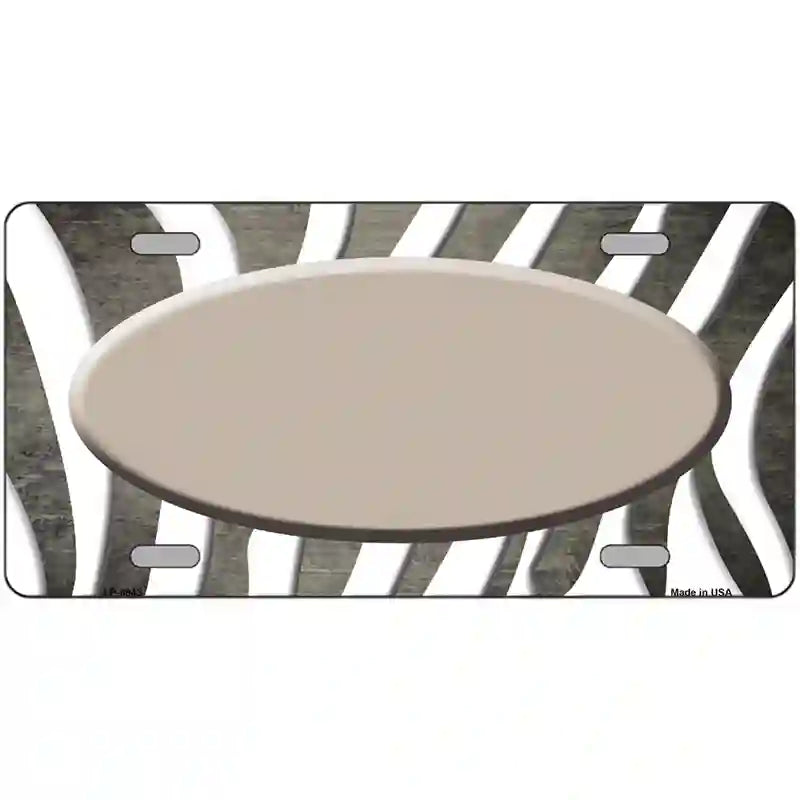 Tan White Zebra Oval Oil Rubbed Metal Novelty License Plate 24" x 12" (LLP)