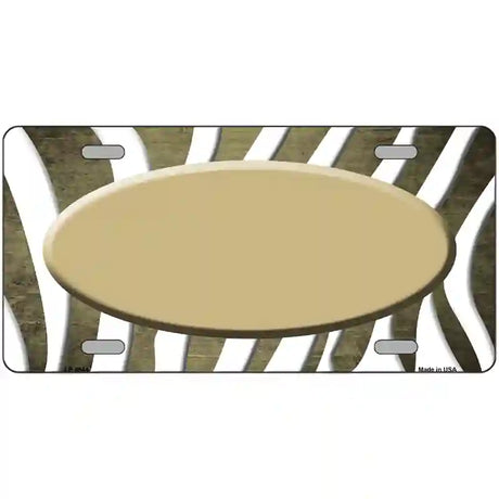 Gold White Zebra Oval Oil Rubbed Metal Novelty License Plate 24" x 12" (LLP)