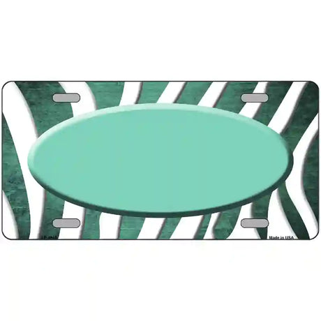 Mint White Zebra Oval Oil Rubbed Metal Novelty License Plate 24" x 12" (LLP)