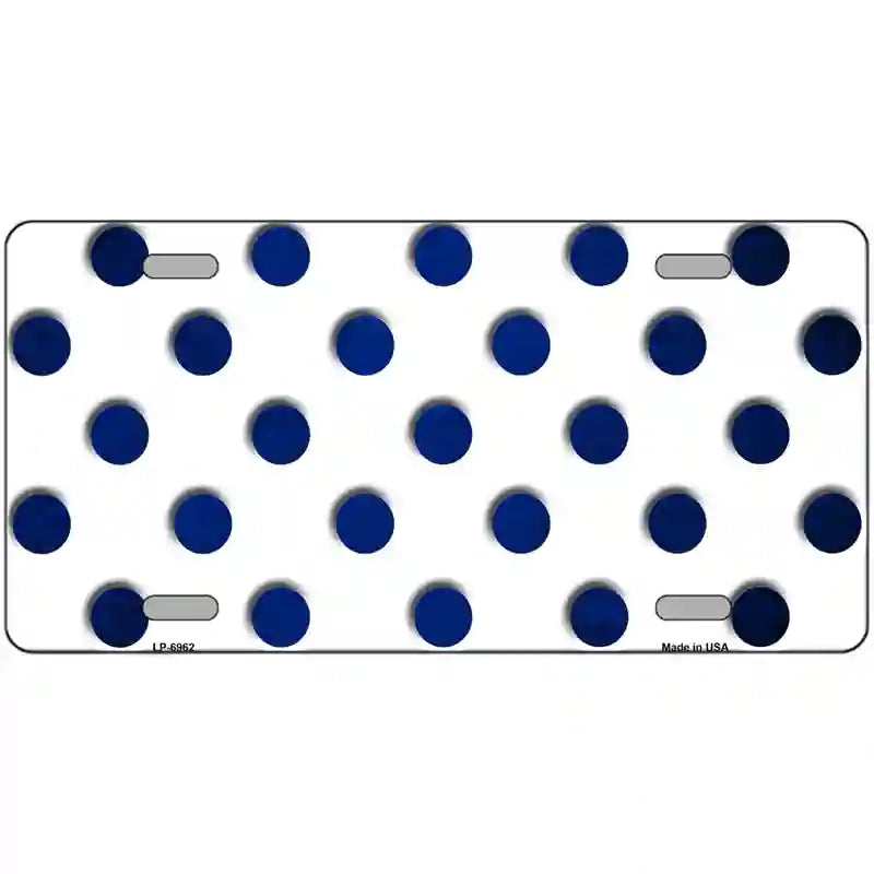 Blue White Dots Oil Rubbed Metal Novelty License Plate 24" x 12" (LLP)