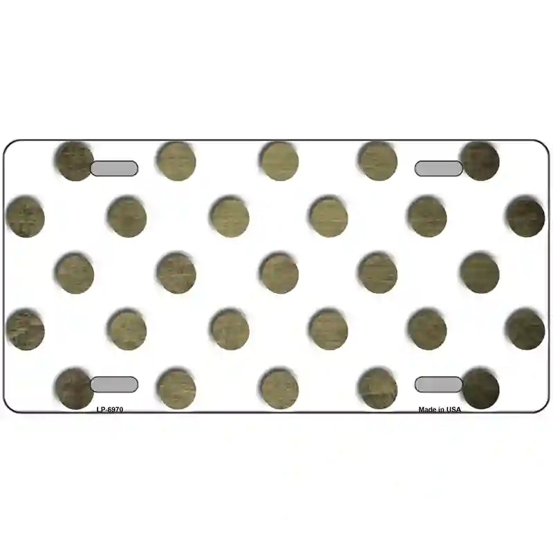 Gold White Dots Oil Rubbed Metal Novelty License Plate 24" x 12" (LLP)