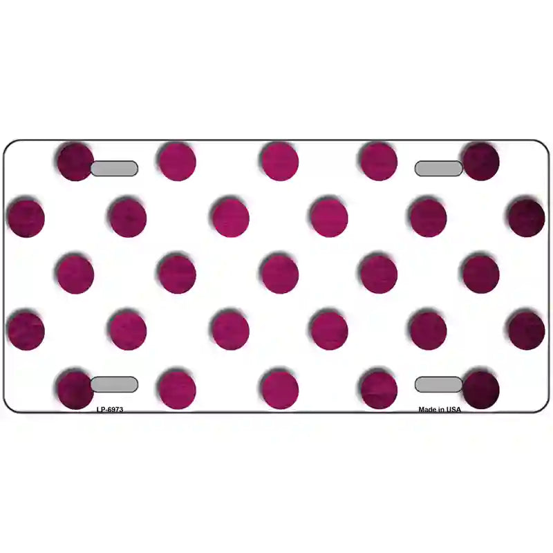 Pink White Dots Oil Rubbed Metal Novelty License Plate 24" x 12" (LLP)