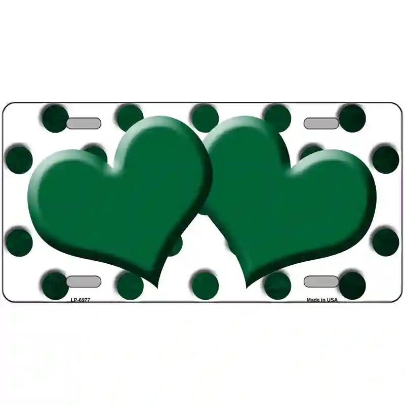 Green White Dots Hearts Oil Rubbed Metal Novelty License Plate 24" x 12" (LLP)