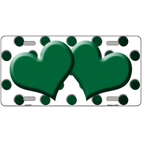 Green White Dots Hearts Oil Rubbed Metal Novelty License Plate 24" x 12" (LLP)