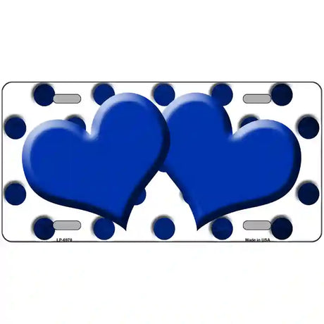 Blue White Dots Hearts Oil Rubbed Metal Novelty License Plate 24" x 12" (LLP)