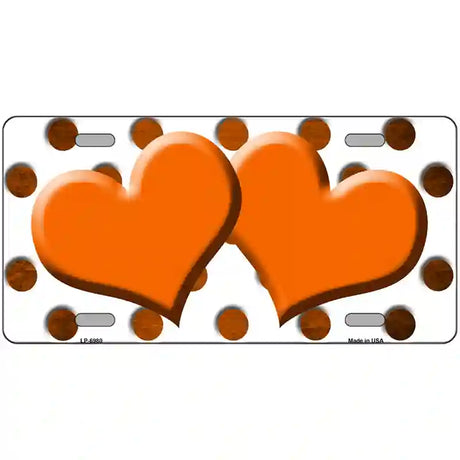 Orange White Dots Hearts Oil Rubbed Metal Novelty License Plate 24" x 12" (LLP)