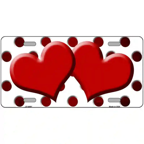 Red White Dots Hearts Oil Rubbed Metal Novelty License Plate 24" x 12" (LLP)