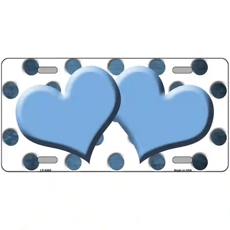 Light Blue White Dots Hearts Oil Rubbed Metal Novelty License Plate 24" x 12" (LLP)