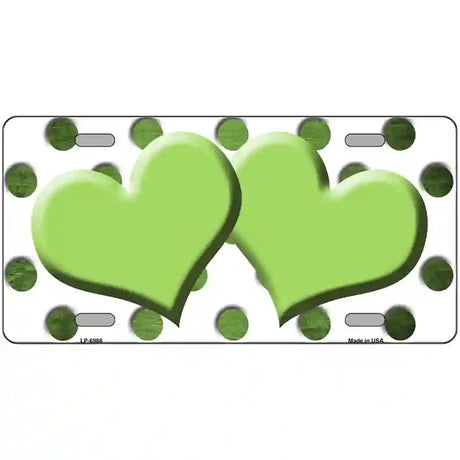 Lime Green White Dots Hearts Oil Rubbed Metal Novelty License Plate 24" x 12" (LLP)