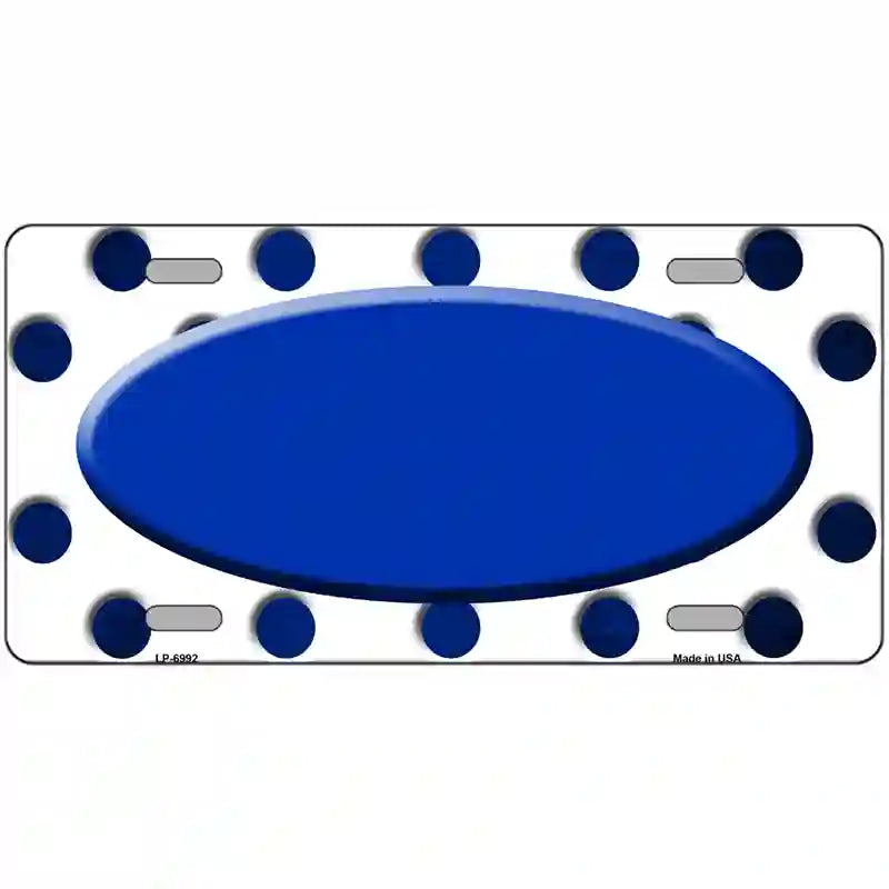 Blue White Dots Oval Oil Rubbed Metal Novelty License Plate 24" x 12" (LLP)