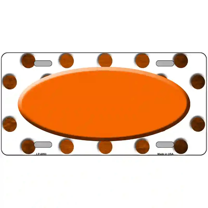 Orange White Dots Oval Oil Rubbed Metal Novelty License Plate 24" x 12" (LLP)