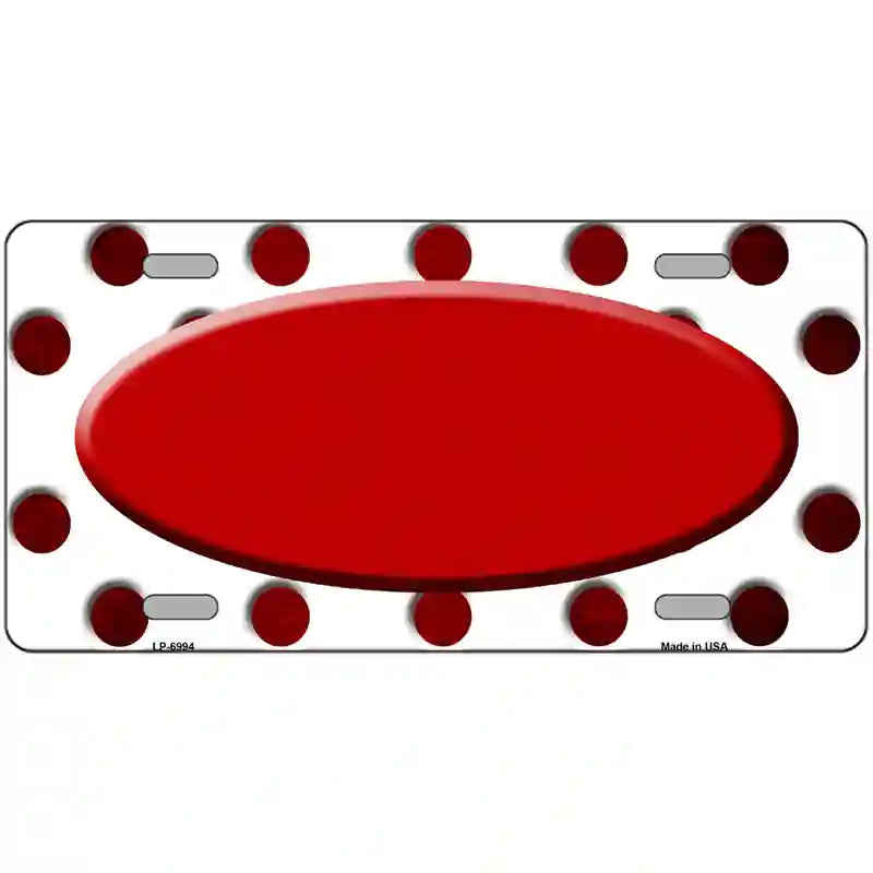 Red White Dots Oval Oil Rubbed Metal Novelty License Plate 24" x 12" (LLP)