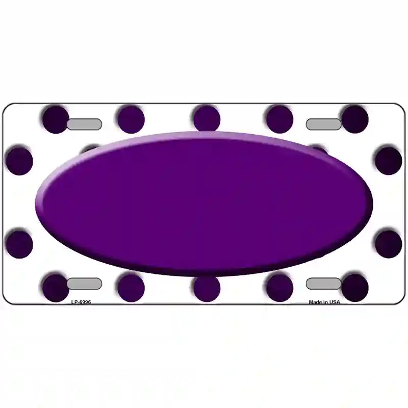 Purple White Dots Oval Oil Rubbed Metal Novelty License Plate 24" x 12" (LLP)