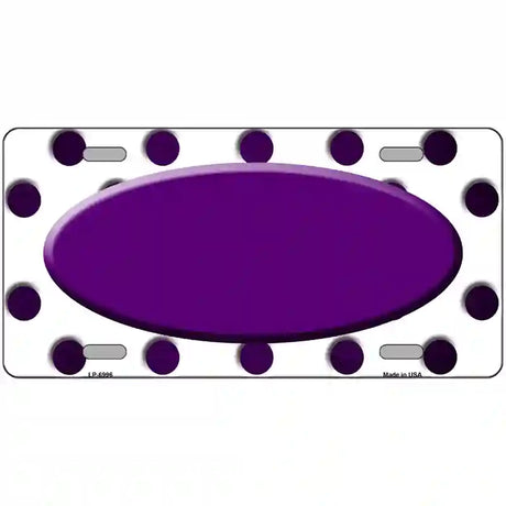 Purple White Dots Oval Oil Rubbed Metal Novelty License Plate 24" x 12" (LLP)