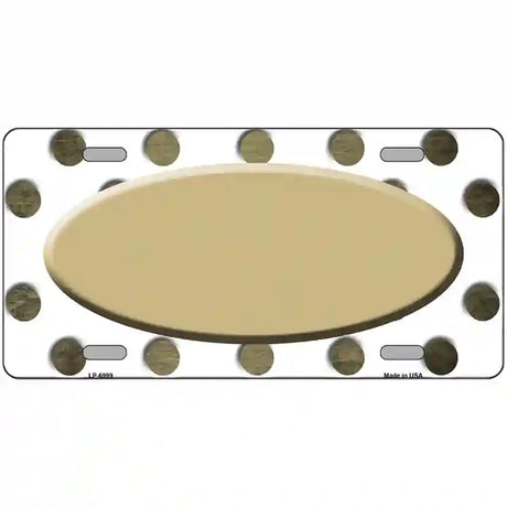 Gold White Dots Oval Oil Rubbed Metal Novelty License Plate 24" x 12" (LLP)