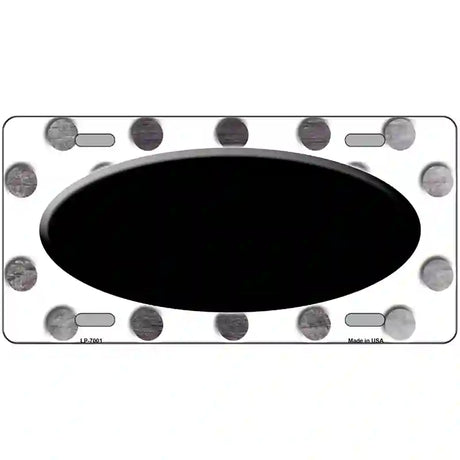 Black White Dots Oval Oil Rubbed Metal Novelty License Plate 24" x 12" (LLP)