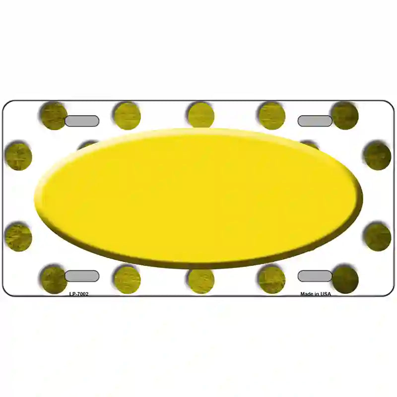 Yellow White Dots Oval Oil Rubbed Metal Novelty License Plate 24" x 12" (LLP)