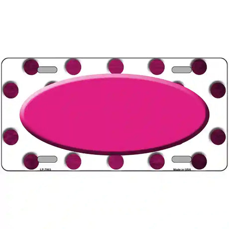 Pink White Dots Oval Oil Rubbed Metal Novelty License Plate 24" x 12" (LLP)