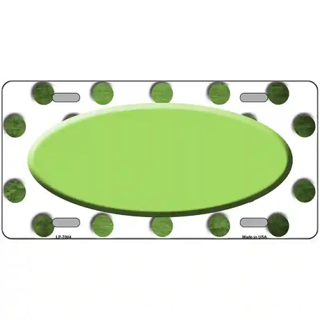 Lime Green White Dots Oval Oil Rubbed Metal Novelty License Plate 24" x 12" (LLP)