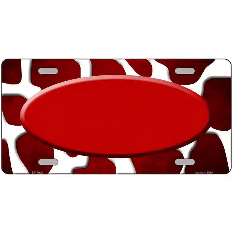 Red White Oval Giraffe Oil Rubbed Metal Novelty License Plate 24" x 12" (LLP)