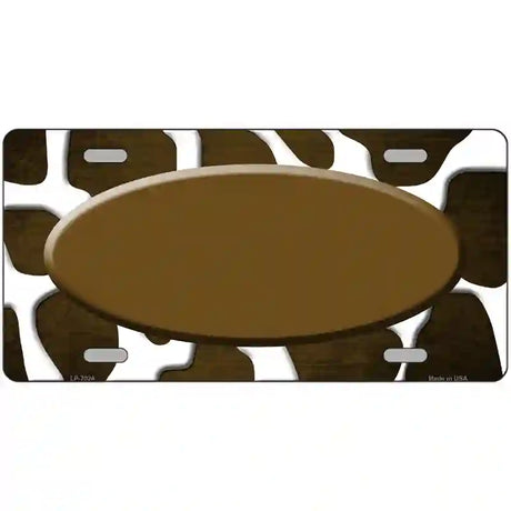 Brown White Oval Giraffe Oil Rubbed Metal Novelty License Plate 24" x 12" (LLP)